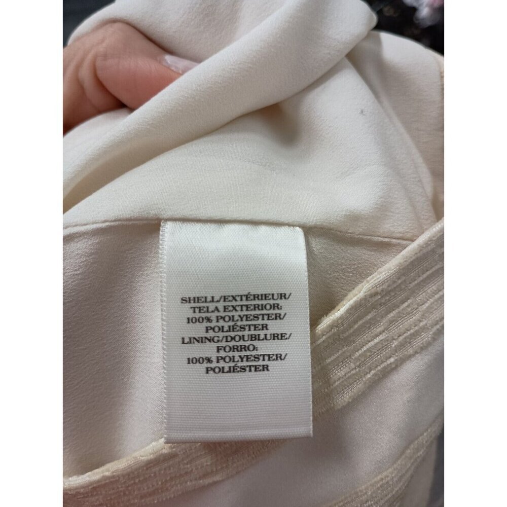 Ann Taylor Womens A-Line Mini Skirt Size 8 Cream Striped Shimmery Side Zip NEW - Picture 8 of 10